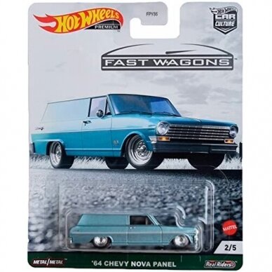 Hot Wheels Premium 1964 Chevrolet Nova Panel, silver-blue