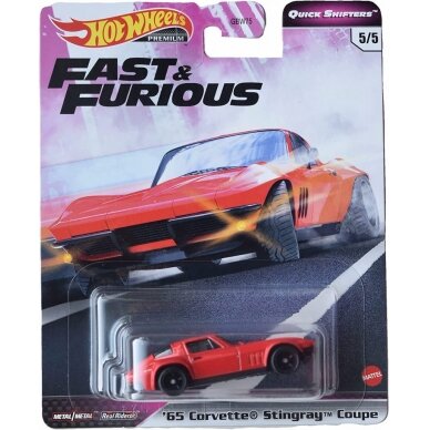 Hot Wheels Premium Modeliukas 1965 Corvette Stingray coupe F&F, red