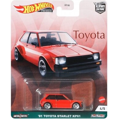 Hot Wheels Premium Modeliukas 1981 Toyota Starlet KP61, red