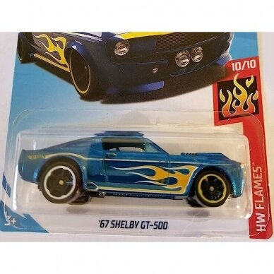 Hot Wheels Modeliukas 2019 #33 HW Flames '67 Shelby GT-500 blue Short Card