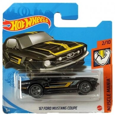 Hot Wheels Modeliukas '67 Ford Mustang Coupe - Black / Yellow