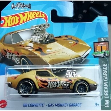 Hot Wheels Modeliukas 68 Corvette Gas Monkey Garage # 2023 short card