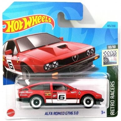 Hot Wheels Modeliukas Alfa Romeo GTV6 3.0-Red With Black Interior RETRO RACERS 185/250  Short Card (yra Sandėlyje)