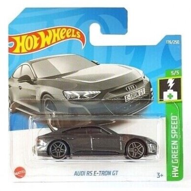 Hot Wheels Modeliukas Audi RS E-Tron GT Grey Hot Wheels Green Speed 2022 #176 Short Card