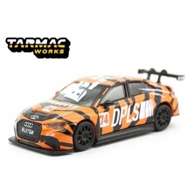 Tarmac Works Modeliukas Audi RS3 LMS #74 DC169A-ORG, black/orange/white (yra sandėlyje)