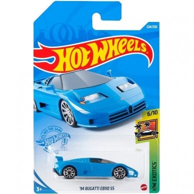 Hot Wheels Modeliukas Bugatti EB110 SS Blue  Long Card (yra sandėlyje)