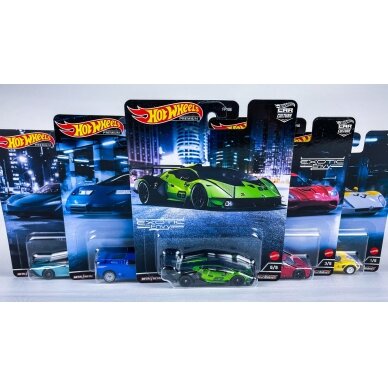 Hot Wheels Premium Modeliukas Car Culture. Exotic Envy II ((Lamborghini Essenza,Bugatti EB110,Koenigsegg Agera,Alfa Romeo Stradale,McLaren Speedtail) (yra sandėlyje)