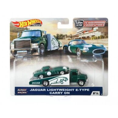 Hot Wheels Premium Team Transport Modeliukas Carry On & Jaguar Lightweight E-Type *Jaguar*