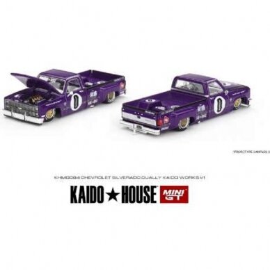 Mini GT Kaido House Modeliukas Chevrolet Silverado Dually Kaido V1, purple