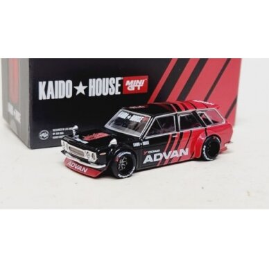 Mini GT Kaido House Modeliukas Datsun Kaido 510 Wagon *Advan*, red/black