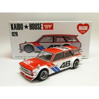 Mini GT Kaido House Modeliukas Datsun Kaido 510 Wagon BRE V1, white/red