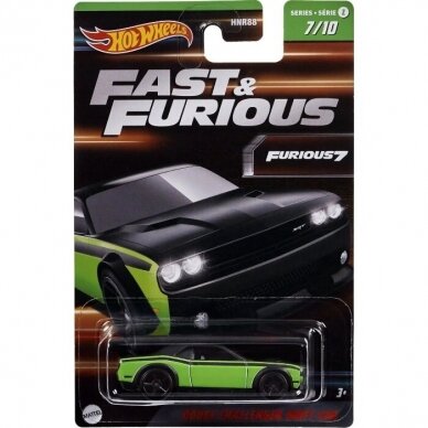 Hot Wheels Modeliukas Dodge Challenger Drift Car  Fast&Furious Themed (yra sandėlyje)