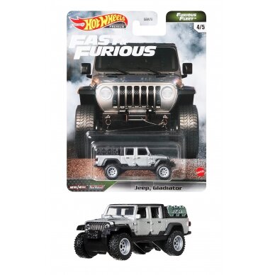 Hot Wheels Premium Modeliukas F&F Jeep Gladiator, grey 4/5 (yra sandėlyje)