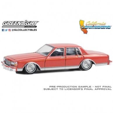 GreenLight 1989 Chevrolet Caprice Classic California Lowriders Series, custom red white yellow stripes