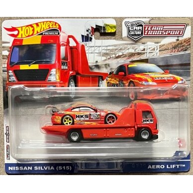 Hot Wheels Premium Team Transport Modeliukas HCR35 Aero Lift & Nissan Silvia S15 *HKS (yra Sandėlyje)