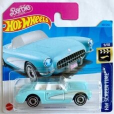 Hot Wheels 1956 Corvette Barbie light blue short card