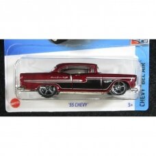Hot Wheels 55 Chevy red Chevy Bel air short card