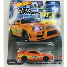 Hot Wheels Premium Modeliukas Nissan Skyline GT-R (BNR34) (su KAINOŽNKLIU) (yra Sandėlyje)