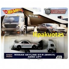 Hot Wheels Premium Team Transport Modeliukas Nissan Skyline GT-R (BNR34) & Aero Lift Truck (IŠPAKUOTAS)