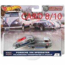 Hot Wheels Premium Team Transport No 1 Modeliukas Porsche 356 Speedster and Volkswagen Transporter T1 Pickup (kortelės būklė 8/10) (yra Sandėlyje)