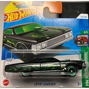 Hot Wheels Layin Lowrider Black green Short Card