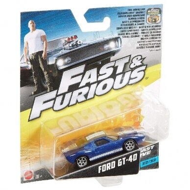 Hot Wheels 1/55 Fast & the Furious Modeliukas Ford GT-40 (yra Sandėlyje)