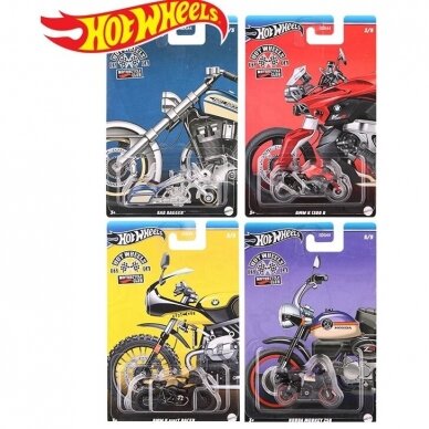 Hot Wheels 2024 Motorcycles Modeliukų rinkinys (Bad Bagger,BMW K1300R,R Ninet Racer,Honda Monkey Z50) (yra Sandėlyje)