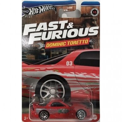 Hot Wheels Mainline Fast and Furious Best of Dominic Toretto Modeliukas 1995 Mazda RX-7 red (yra Sandėlyje)