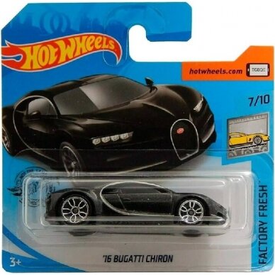 Hot Wheels Mainline Modeliukas 16 Bugatti Chiron black short card
