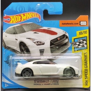 Hot Wheels Mainline Modeliukas 17 Nissan GT-R R35 white short card (yra Sandėlyje)