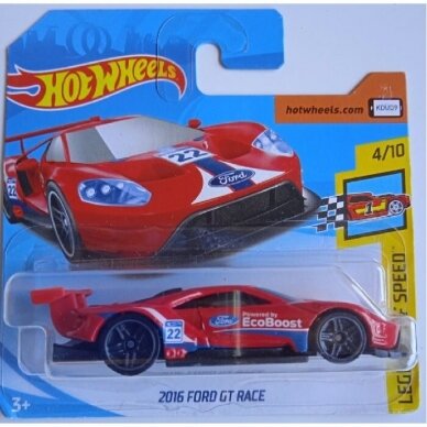 Hot Wheels Mainline 2016 Ford GT Race red short card