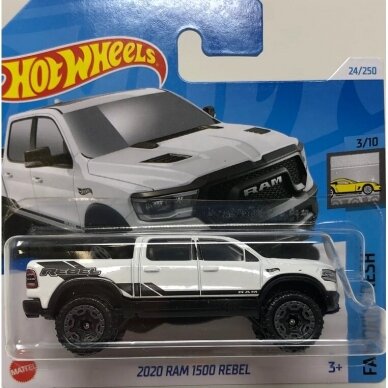 Hot Wheels Mainline Modeliukas 2020 Ram 1500 Rebel white short card (yra Sandėlyje)