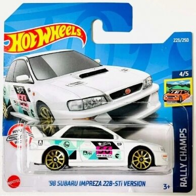 Hot Wheels Mainline Modeliukas 98 Subaru Impreza 22B Sti white short card - Treasure Hunt TH