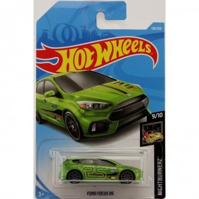 Hot Wheels Mainline Modeliukas Ford Focus RS Green Nightburnerz (kortelė 9/10) (yra Sandėlyje)
