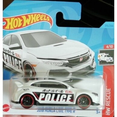 Hot Wheels Mainline Modeliukas Honda Civic Type R Police Car short card (yra sandėlyje)