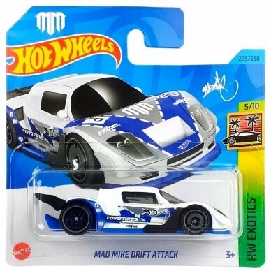 Hot Wheels Mainline Modeliukas Mad Mike Drift white short card (yra Sandėlyje)