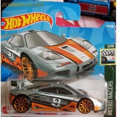 Hot Wheels Mainline Modeliukas McLaren F1 GTR Grey short card