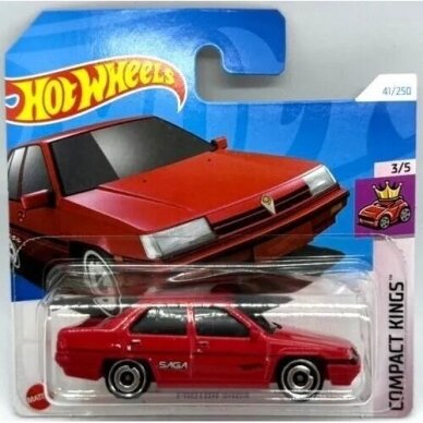 Hot Wheels Mainline Modeliukas Proton Saga red short card