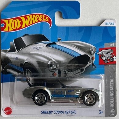 Hot Wheels Mainline Modeliukas Shelby Cobra 427 S/C Silver Short Card (yra Sandėlyje)