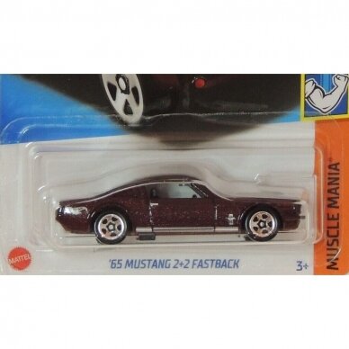 Hot Wheels Modeliukas 65 mustang 2+2 Fastback brown short card