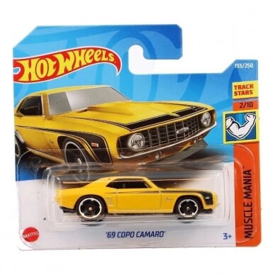 Hot Wheels 69 Copo Camaro yellow short card