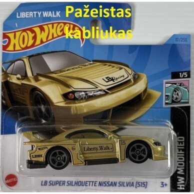 Hot Wheels Modeliukas LB Super Silhoutte Nissan Silvia s15 gold short card (pažeista kortelė) (yra Sandėlyje)