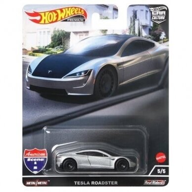 Hot Wheels Premium American Scene Modeliukas Tesla Roadster 5/5