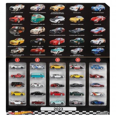 PRE-ORDER Hot Wheels Premium Boulevard 25-Car Factory Set, 25 Premium 1:64 Scale Sports Cars, 2023 Edition Modeliukų rinkinys