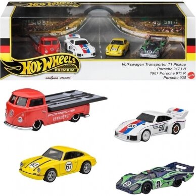 Hot Wheels Premium Diorama Modeliukas Porsche 917 LH, Volkswagen Transporter T1 Pickup, Porsche 935, 1967 Porsche 911 R (yra Sandėlyje)