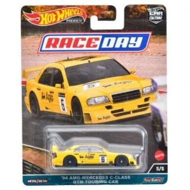 Hot Wheels Premium 1994 AMG Mercedes Benz C-Class DTM Touring Car #5, yellow Race Day