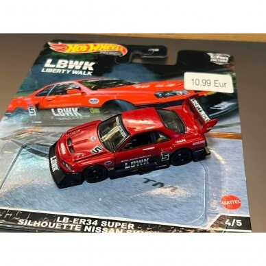 Hot Wheels Premium Mountain Drifters Modeliukas LB-ER34 Super Silhouette Nissan Skyline red/black (išpakuotas, būklė 9/10)