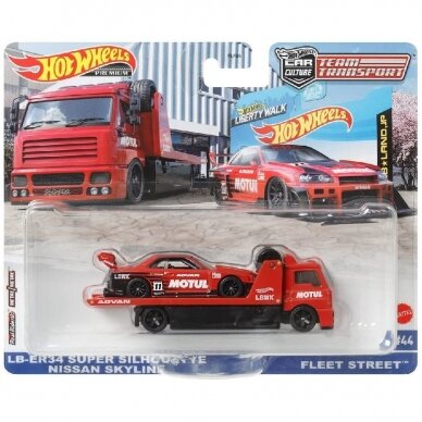 Hot Wheels Premium Team Transport LB-ER34 Super Silhouette Nissan Skyline & Fleet Street Truck