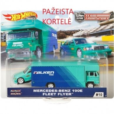 Hot Wheels Premium Team Transport No 10 Mercedes-Benz 190E Fleet Flyer FALKEN (Card condition 8/10)