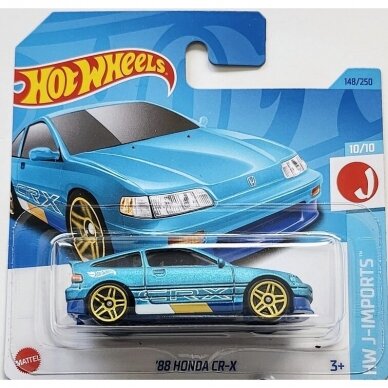 Hot Wheels HW J-imports 10 of 10 1988 Honda CR-X blue short card